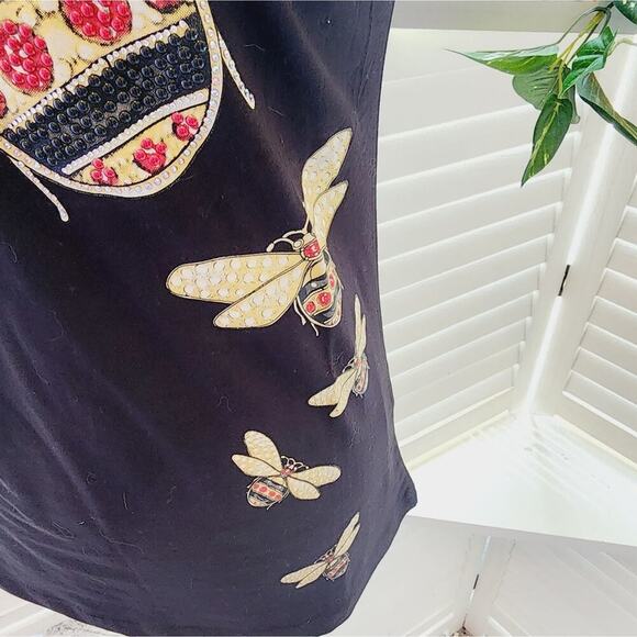 VINIZBENA GEMSTONE BEE SHIRT BLACK RED YELLOW SIZE SMALL - Picture 4 of 5